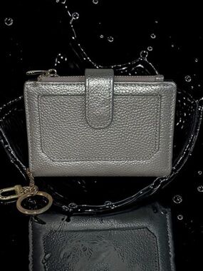 Silver matalic RFID mini card holder/wallet.